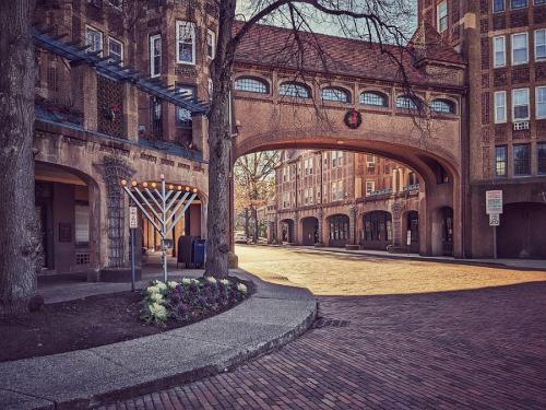 Forest Hills, menorah on Station Square and Greenway Terrace