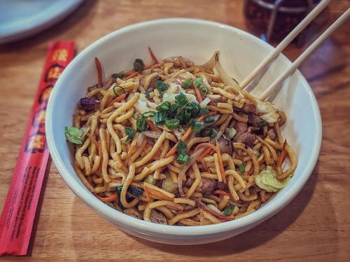 Fried noodles at Phayul, tibetan restaurant in Jackson Heights, Queens, New York