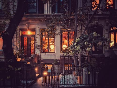 Houses in Park Slope at night
