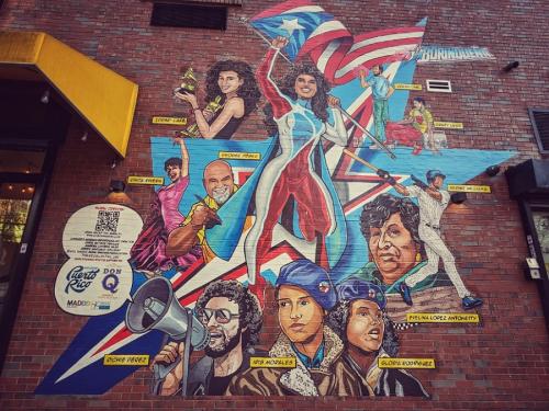 "La Borinquena", mural at the Chocobar Cortes on East 134th Street, The Bronx, NY