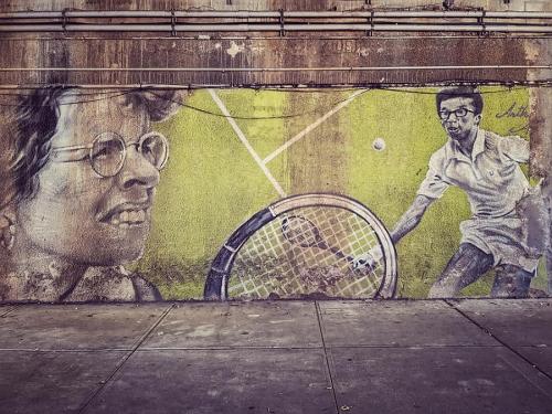 Mural with Billie Jean and Arthur Ashe in Forest Hills, Queens