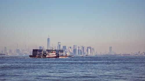Trash barge in the New York Harbor
